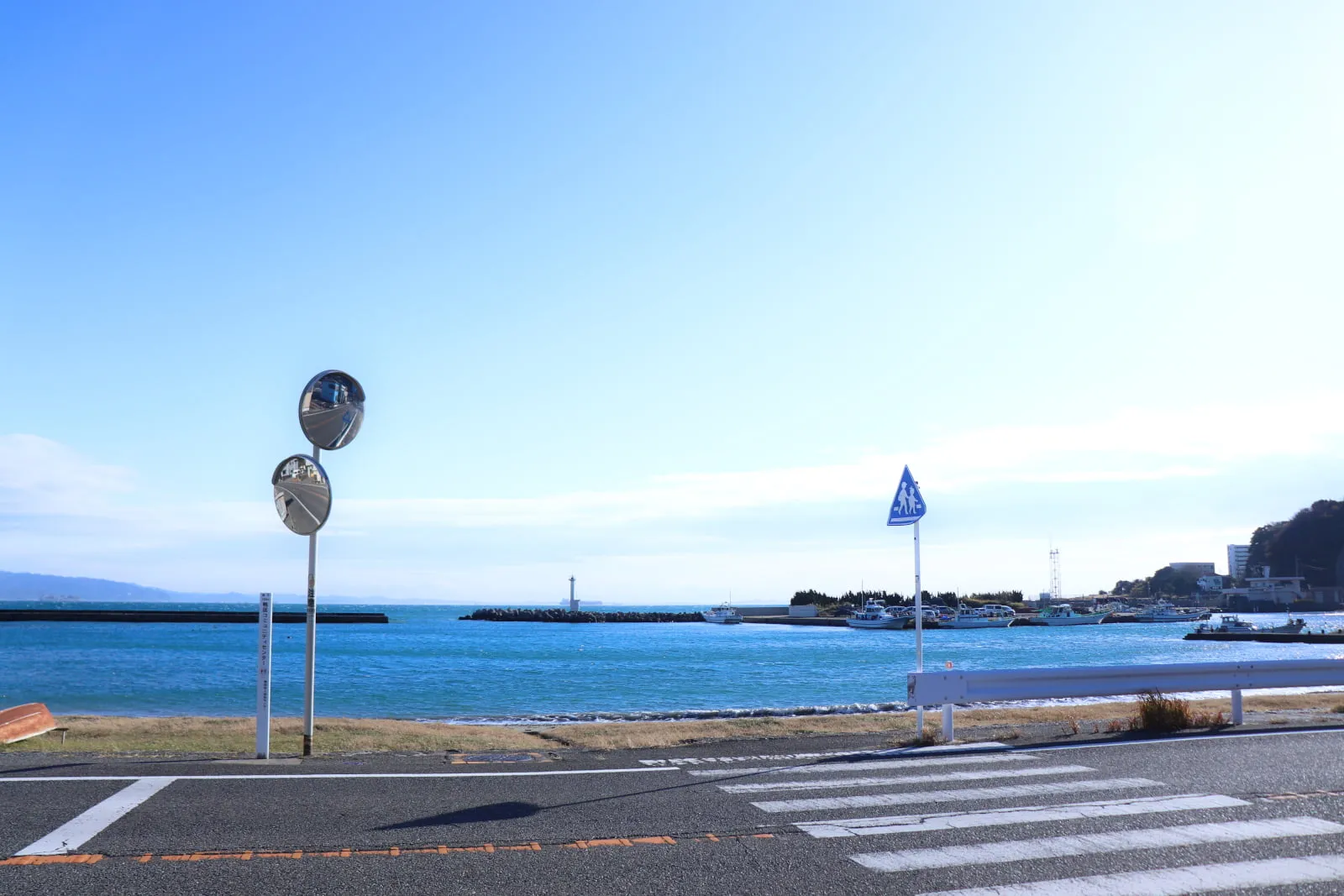 鴨居海岸付近の横断歩道の写真